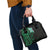 New Zealand Tuatara Plumeria Shoulder Handbag Maori Green Koru Tribal Tattoo