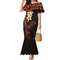 New Zealand Tuatara Plumeria Family Matching Mermaid Dress and Hawaiian Shirt Maori Orange Koru Tribal Tattoo