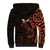 New Zealand Tuatara Plumeria Sherpa Hoodie Maori Orange Koru Tribal Tattoo