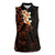 New Zealand Tuatara Plumeria Women Sleeveless Polo Shirt Maori Orange Koru Tribal Tattoo