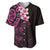 New Zealand Tuatara Plumeria Baseball Jersey Maori Pink Koru Tribal Tattoo