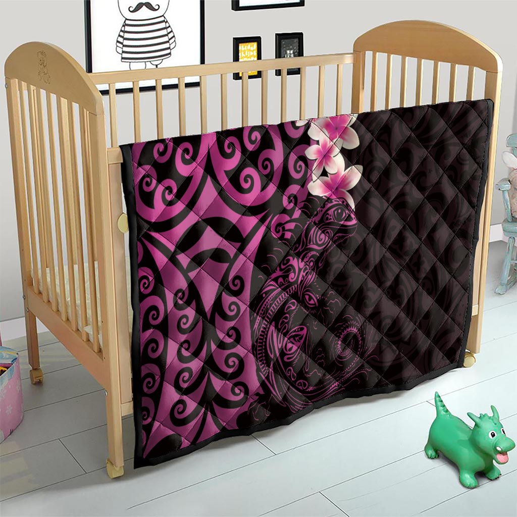 New Zealand Tuatara Plumeria Quilt Maori Pink Koru Tribal Tattoo