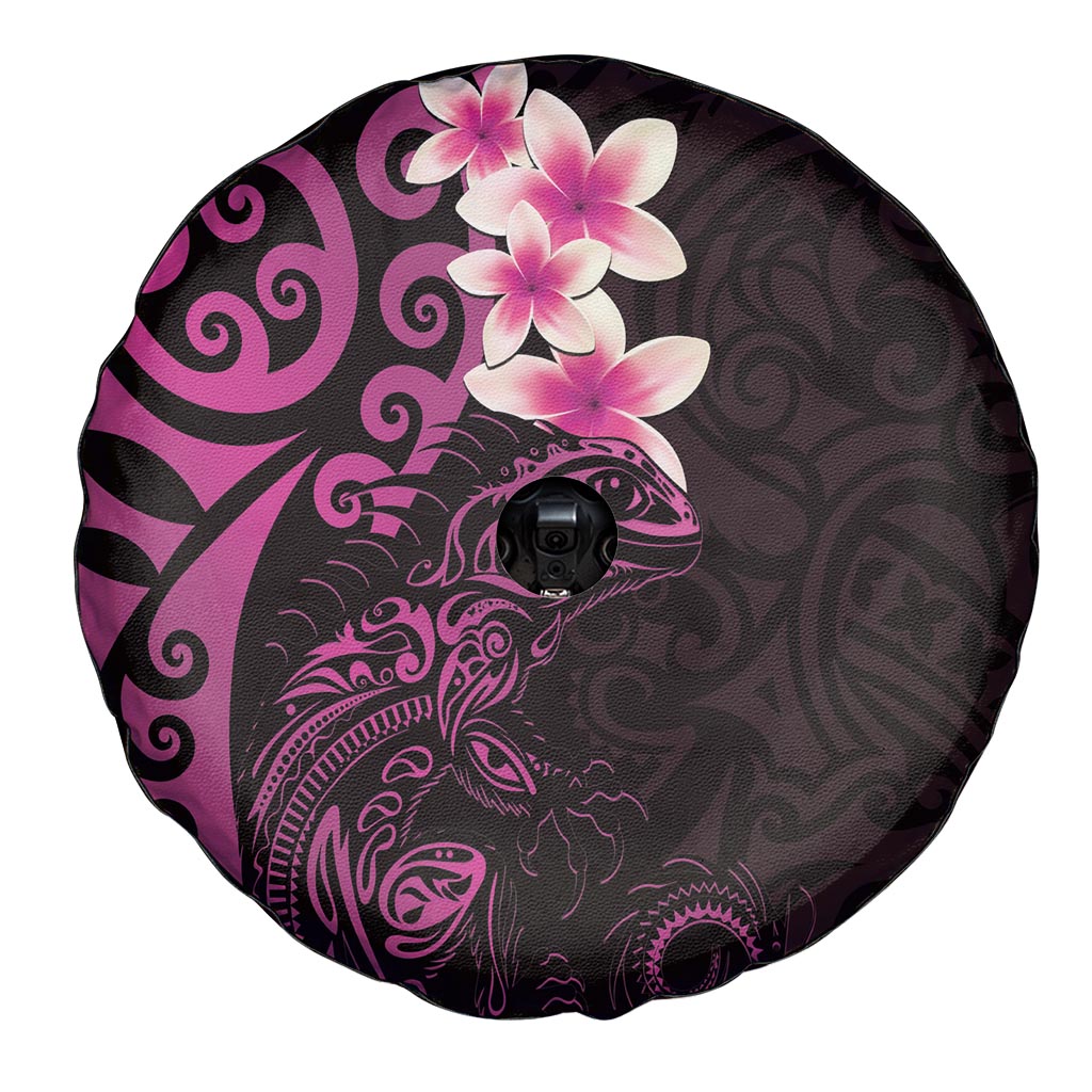 New Zealand Tuatara Plumeria Spare Tire Cover Maori Pink Koru Tribal Tattoo