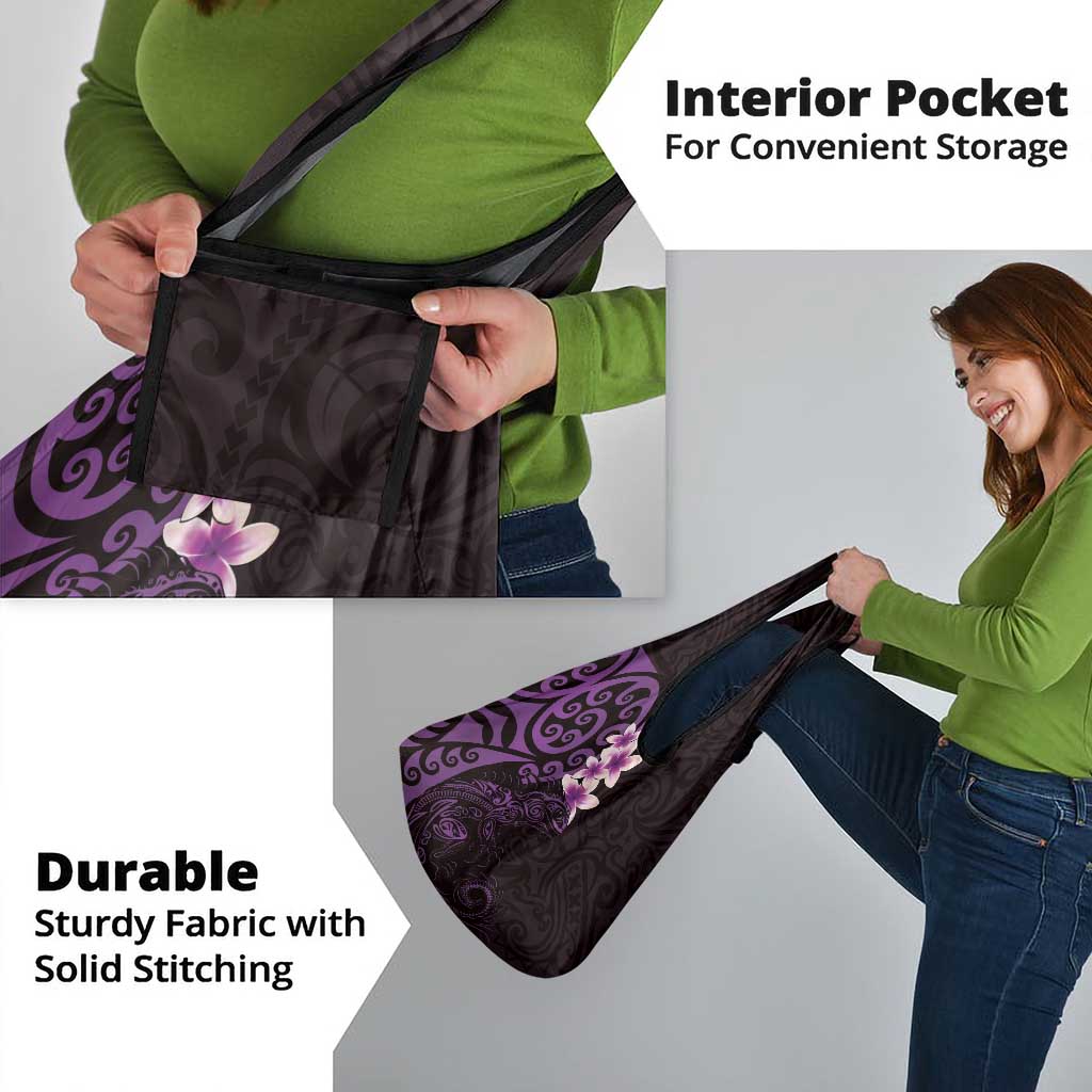 New Zealand Tuatara Plumeria Grocery Bag Maori Purple Koru Tribal Tattoo