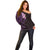 New Zealand Tuatara Plumeria Off Shoulder Sweater Maori Purple Koru Tribal Tattoo