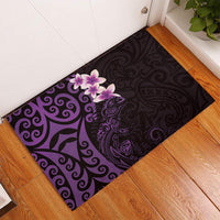 New Zealand Tuatara Plumeria Rubber Doormat Maori Purple Koru Tribal Tattoo
