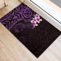New Zealand Tuatara Plumeria Rubber Doormat Maori Purple Koru Tribal Tattoo