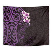New Zealand Tuatara Plumeria Tapestry Maori Purple Koru Tribal Tattoo