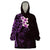 New Zealand Tuatara Plumeria Wearable Blanket Hoodie Maori Purple Koru Tribal Tattoo