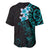 New Zealand Tuatara Plumeria Baseball Jersey Maori Teal Koru Tribal Tattoo