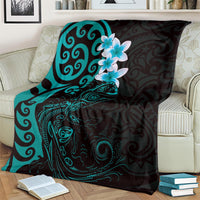 New Zealand Tuatara Plumeria Blanket Maori Teal Koru Tribal Tattoo