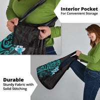 New Zealand Tuatara Plumeria Grocery Bag Maori Teal Koru Tribal Tattoo