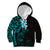 New Zealand Tuatara Plumeria Kid Hoodie Maori Teal Koru Tribal Tattoo