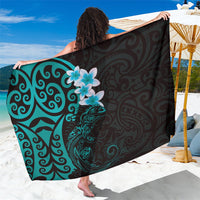 New Zealand Tuatara Plumeria Sarong Maori Teal Koru Tribal Tattoo