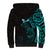 New Zealand Tuatara Plumeria Sherpa Hoodie Maori Teal Koru Tribal Tattoo