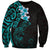 New Zealand Tuatara Plumeria Sweatshirt Maori Teal Koru Tribal Tattoo