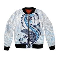 Blue Maori Tuatara Bomber Jacket Luxury Pastel Pattern