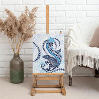 Blue Maori Tuatara Canvas Wall Art Luxury Pastel Pattern