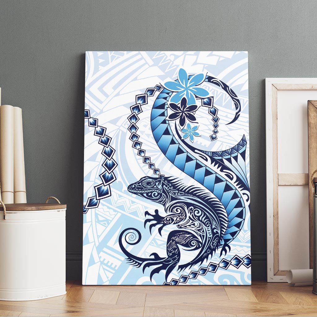 Blue Maori Tuatara Canvas Wall Art Luxury Pastel Pattern