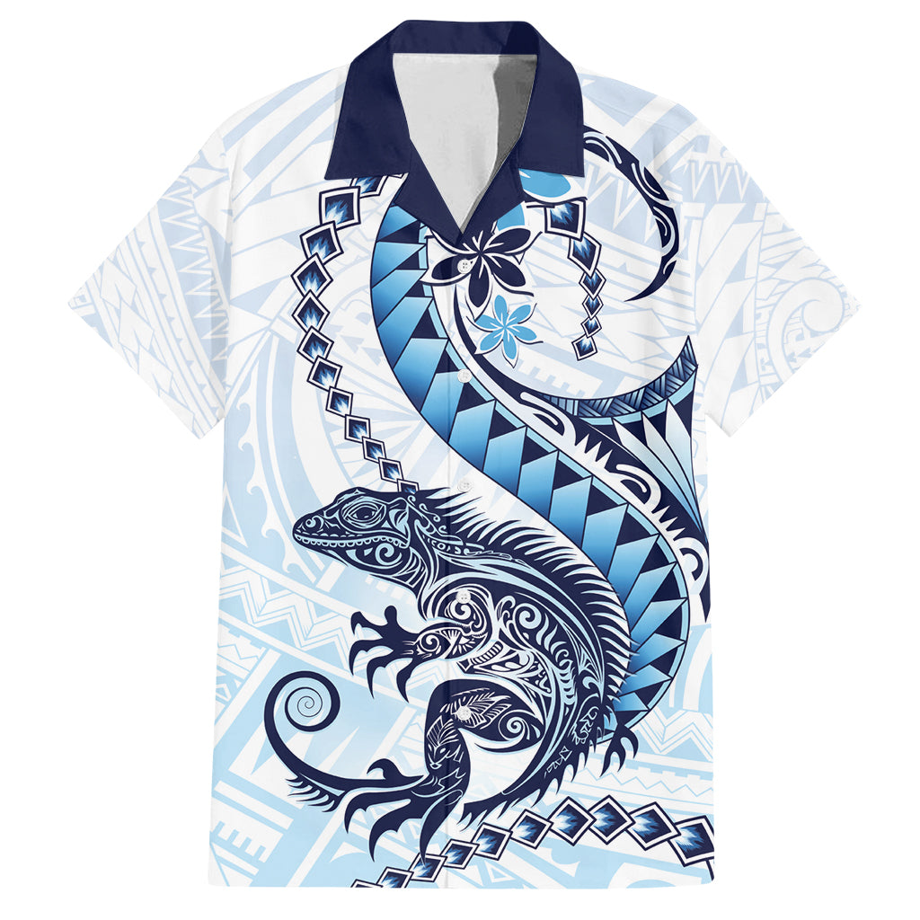 Blue Maori Tuatara Family Matching Summer Maxi Dress and Hawaiian Shirt Luxury Pastel Pattern