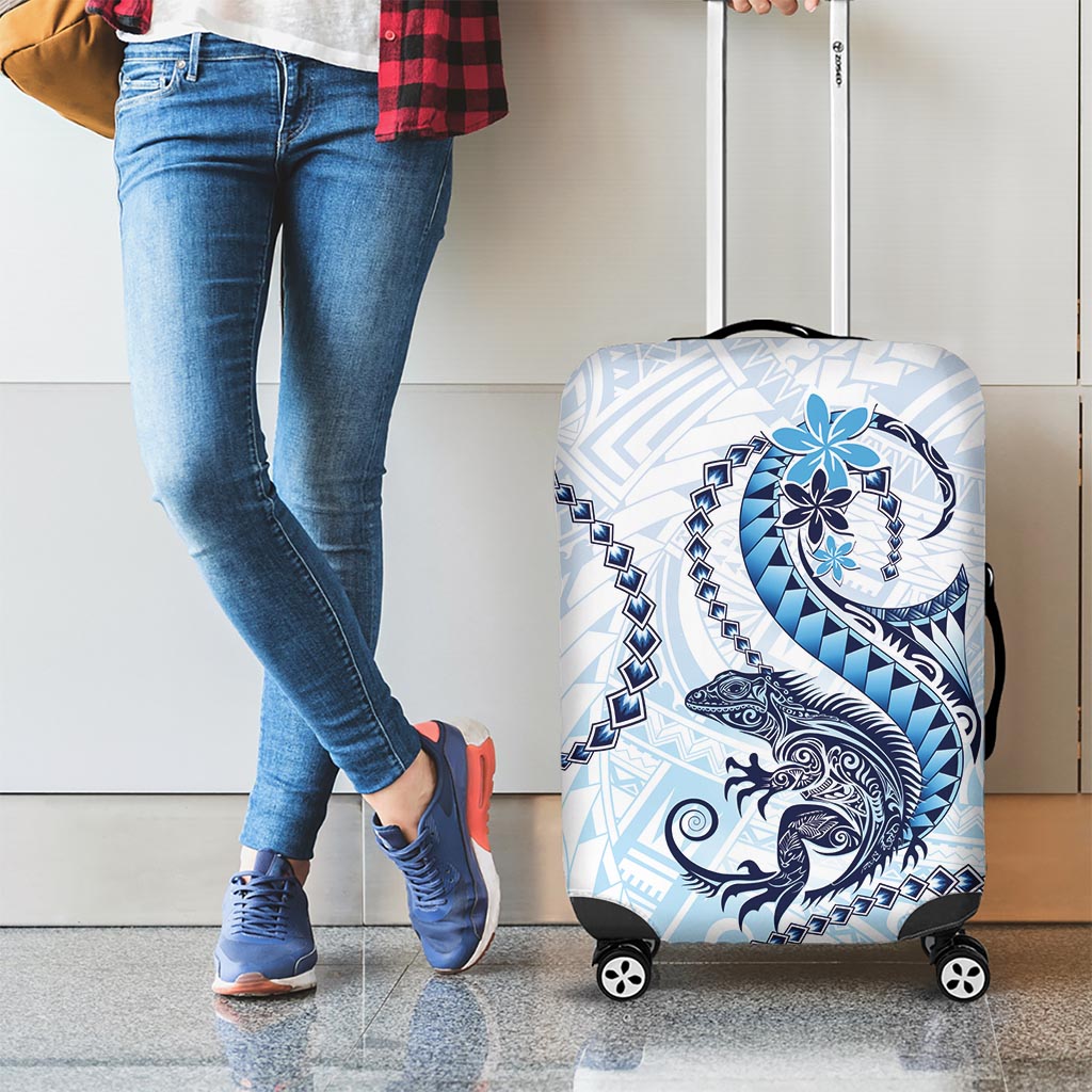 Blue Maori Tuatara Luggage Cover Luxury Pastel Pattern LT01 - Polynesian Pride