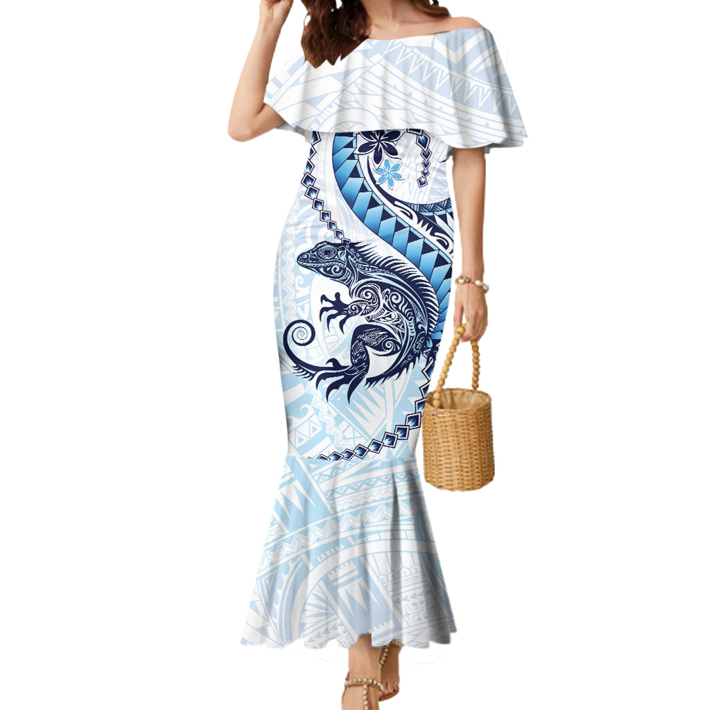 Blue Maori Tuatara Mermaid Dress Luxury Pastel Pattern LT01 Women Blue - Polynesian Pride