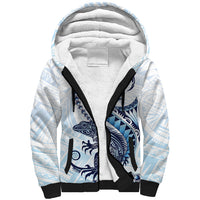 Blue Maori Tuatara Sherpa Hoodie Luxury Pastel Pattern