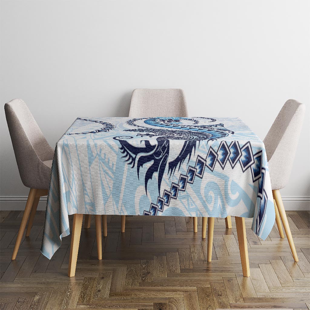 Blue Maori Tuatara Tablecloth Luxury Pastel Pattern