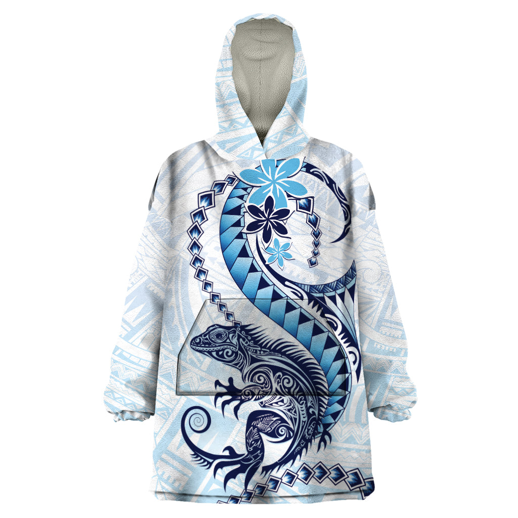 Blue Maori Tuatara Wearable Blanket Hoodie Luxury Pastel Pattern LT01 One Size Blue - Polynesian Pride