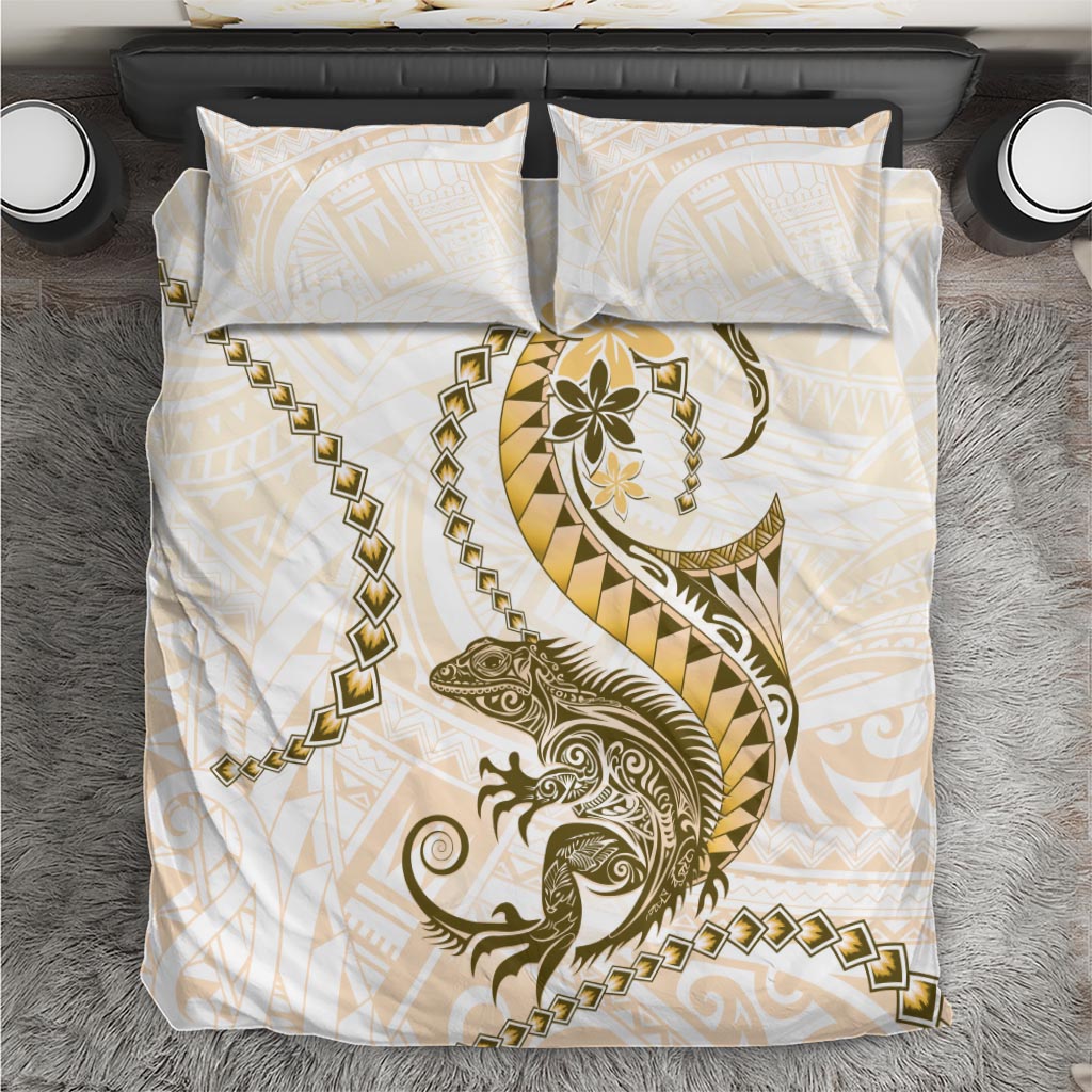 Gold Maori Tuatara Bedding Set Luxury Pastel Pattern LT01 Gold - Polynesian Pride