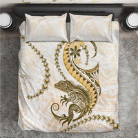Gold Maori Tuatara Bedding Set Luxury Pastel Pattern LT01 Gold - Polynesian Pride