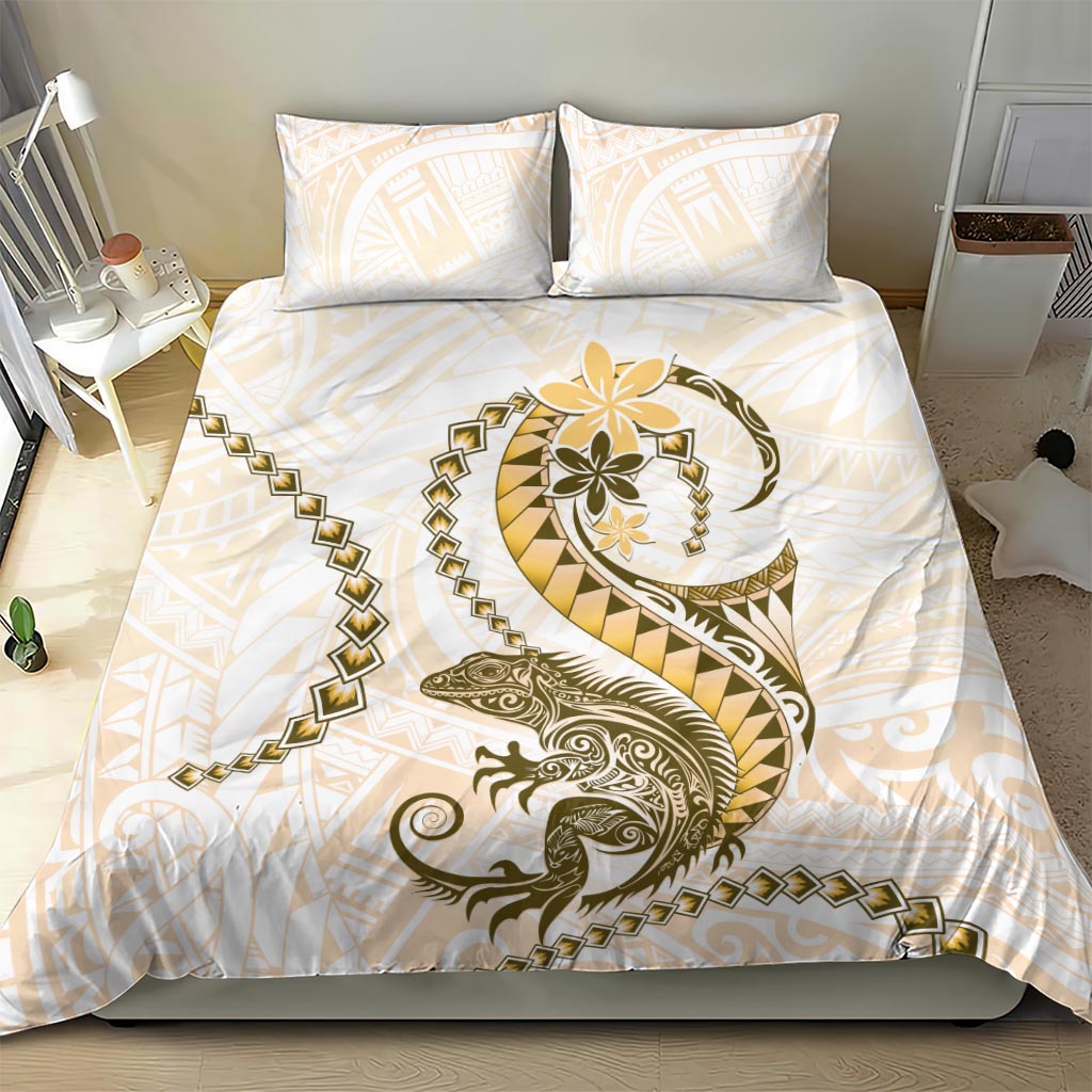 Gold Maori Tuatara Bedding Set Luxury Pastel Pattern LT01 - Polynesian Pride