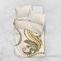 Gold Maori Tuatara Bedding Set Luxury Pastel Pattern LT01 US Twin 172cm x 218cm Gold - Polynesian Pride