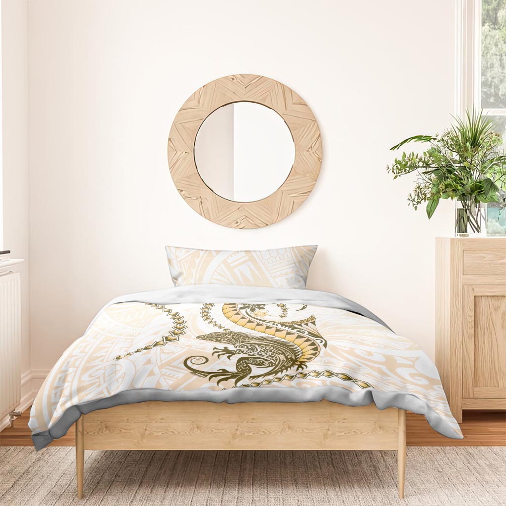 Gold Maori Tuatara Bedding Set Luxury Pastel Pattern LT01 - Polynesian Pride