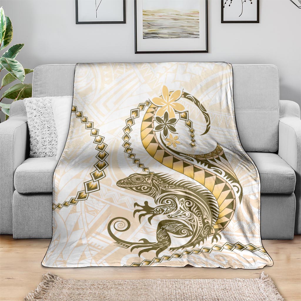 Gold Maori Tuatara Blanket Luxury Pastel Pattern