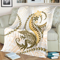 Gold Maori Tuatara Blanket Luxury Pastel Pattern
