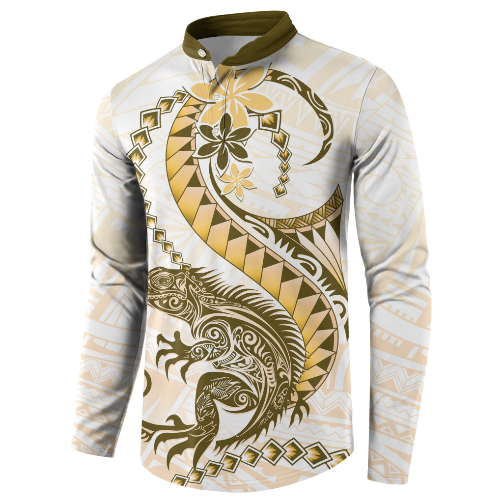 Gold Maori Tuatara Button Sweatshirt Luxury Pastel Pattern