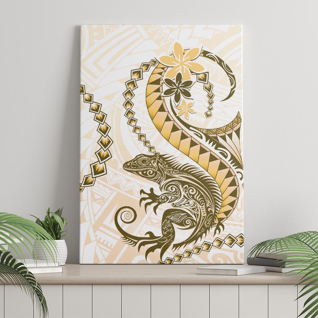 Gold Maori Tuatara Canvas Wall Art Luxury Pastel Pattern