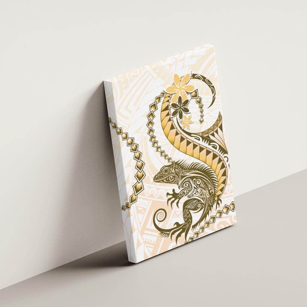 Gold Maori Tuatara Canvas Wall Art Luxury Pastel Pattern