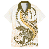 Gold Maori Tuatara Family Matching Tank Maxi Dress and Hawaiian Shirt Luxury Pastel Pattern