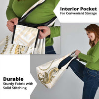 Gold Maori Tuatara Grocery Bag Luxury Pastel Pattern