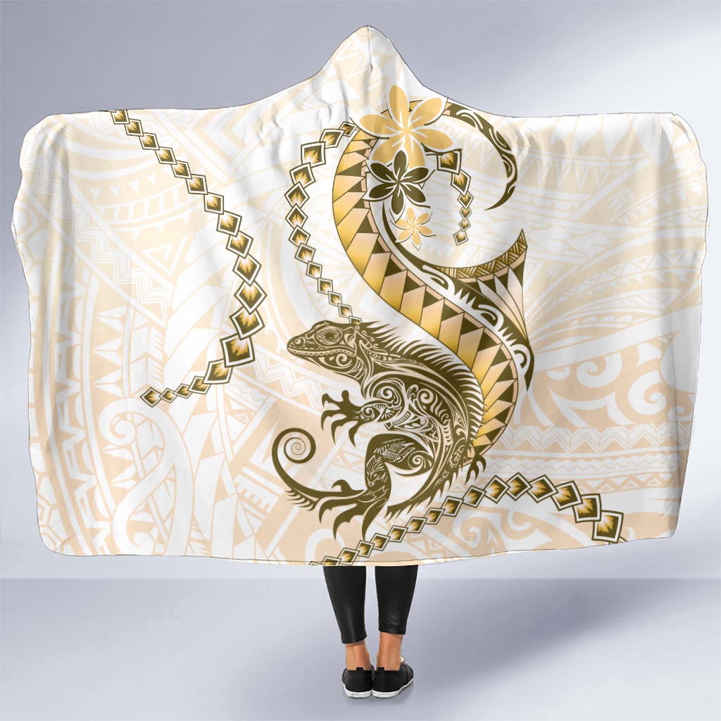 Gold Maori Tuatara Hooded Blanket Luxury Pastel Pattern LT01 - Polynesian Pride