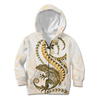 Gold Maori Tuatara Kid Hoodie Luxury Pastel Pattern