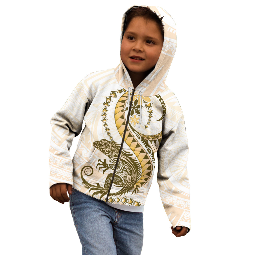 Gold Maori Tuatara Kid Hoodie Luxury Pastel Pattern