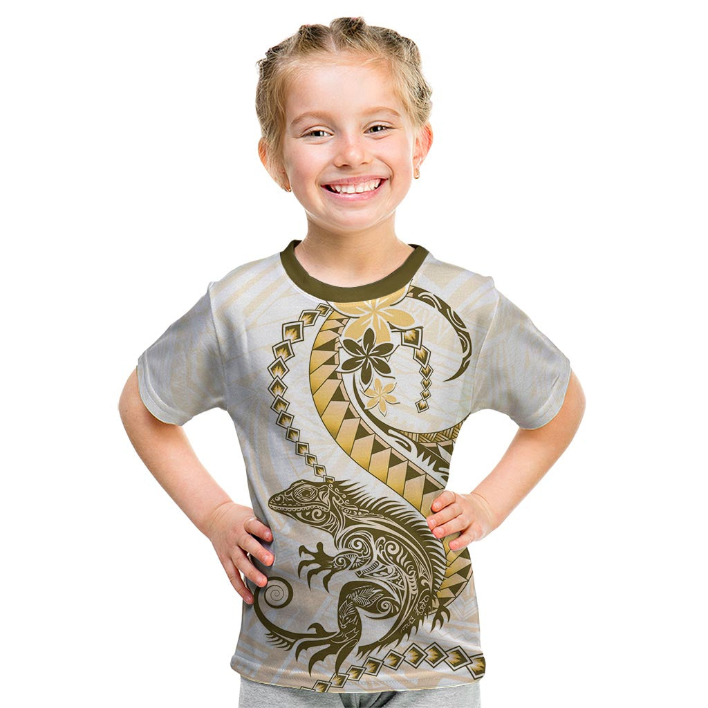 Gold Maori Tuatara Kid T Shirt Luxury Pastel Pattern