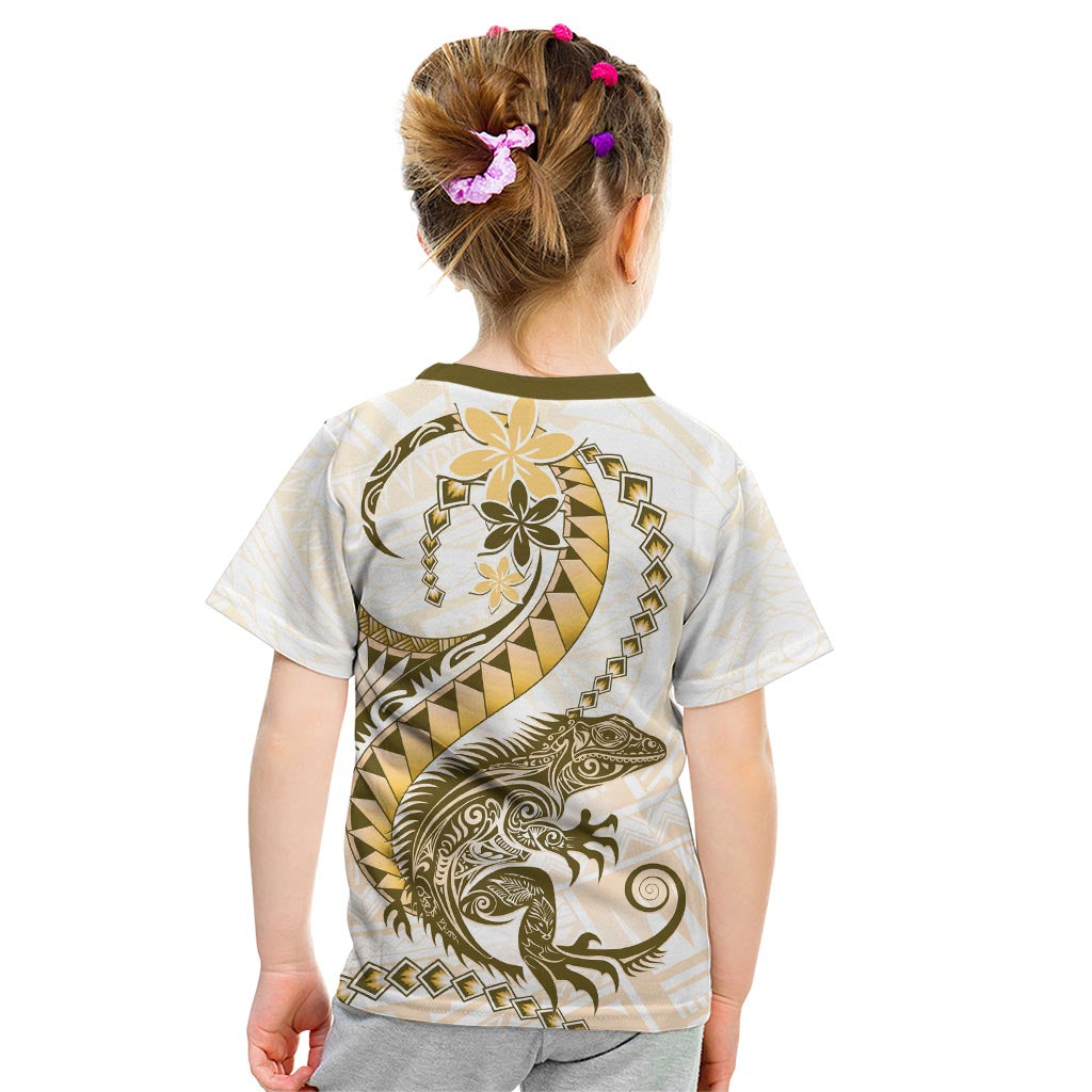 Gold Maori Tuatara Kid T Shirt Luxury Pastel Pattern