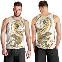 Gold Maori Tuatara Men Tank Top Luxury Pastel Pattern