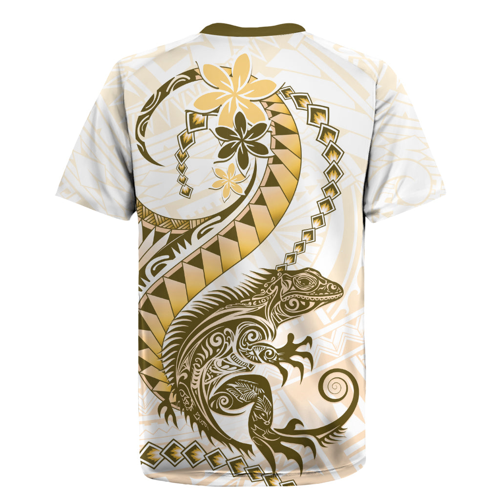 Gold Maori Tuatara Rugby Jersey Luxury Pastel Pattern