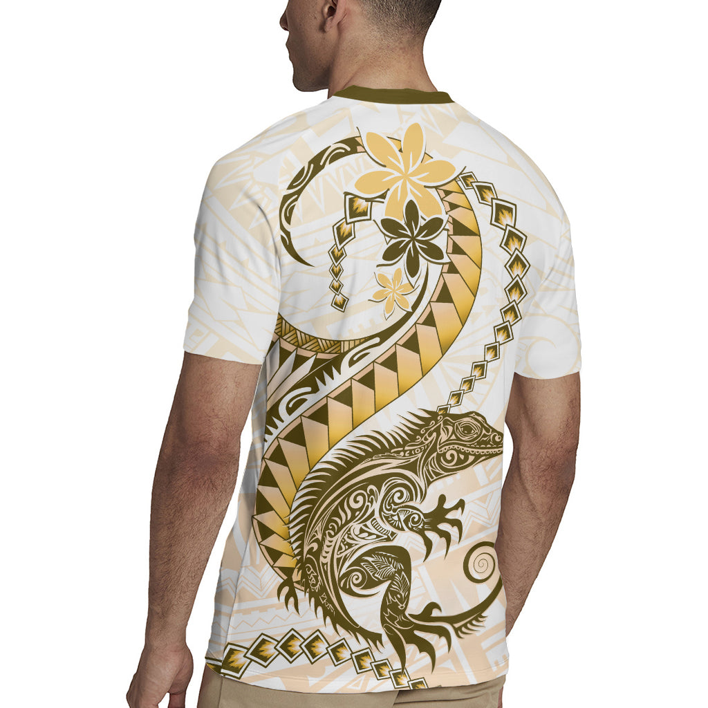 Gold Maori Tuatara Rugby Jersey Luxury Pastel Pattern