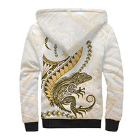 Gold Maori Tuatara Sherpa Hoodie Luxury Pastel Pattern